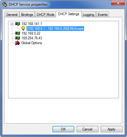 DHCP Server: Settings